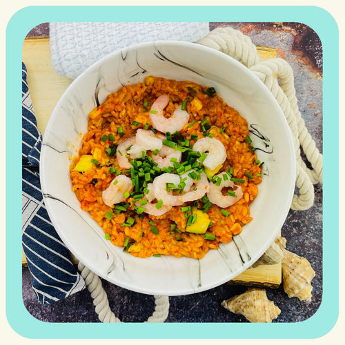 SHRIMP AND ROASTED BELL PEPPER RISOTTO